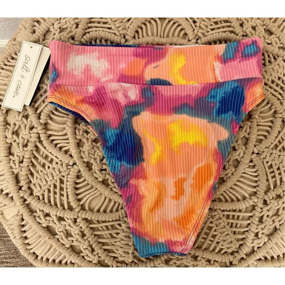 Salt and Cove Pink and Orange High Cut Bikini Bottom Size Small - Picture 4 of 5